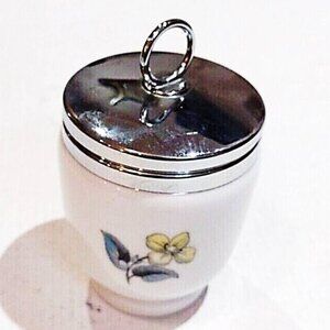 Vintage Royal Worcester Egg Coddler Floral Pattern Chromed Screw‎ Top King Size